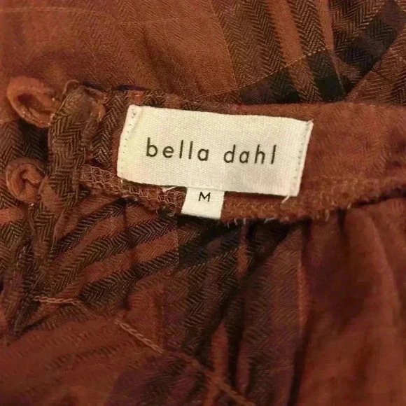 Revolve Bella Dahl cotton blend plaid mock neck top - Picture 7 of 13